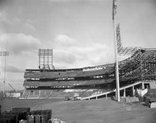 The bleachers are half in.