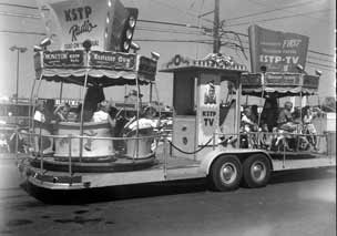 Parade float with kids.