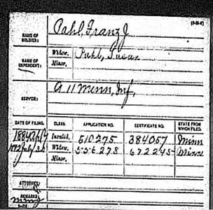 Civil War Pension document