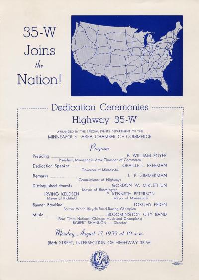 Program from dedication of I35W.