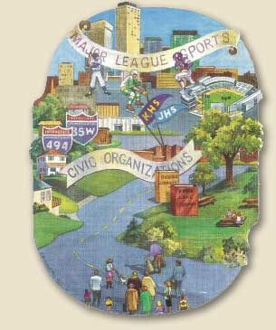 Panel 7 depicts a community in full bloom.