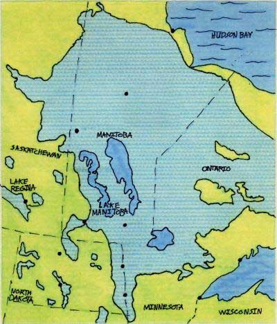 Drawing of the huge lake that covered most of northern Minnesota.