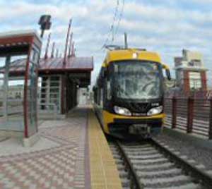 LRT at a station.